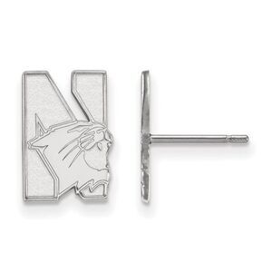 10k White Gold Northwestern University Small Post Earrings